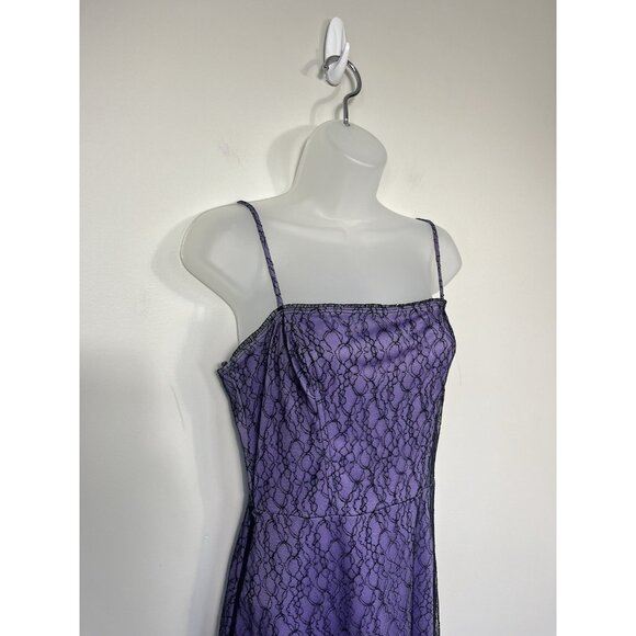 Delias Y2K 90s Purple Black Lace Overlay Midi Dress Vamp Whimsigoth Witchy - Picture 4 of 11